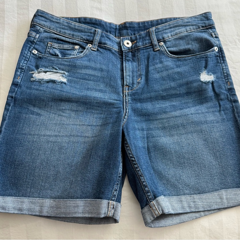 H&M Blue Jean Shorts with Distressed Details